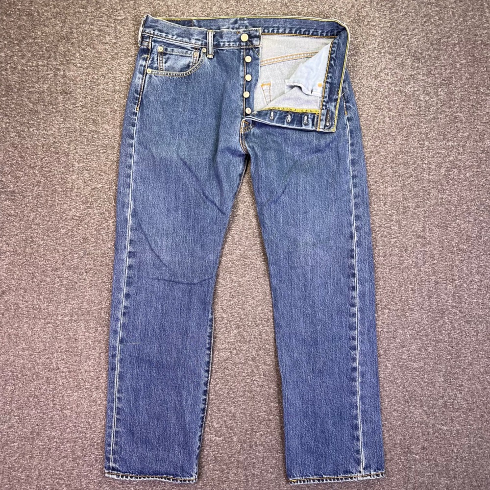 Levi's 501 Straight Leg Jeans Mens 34x28 Blue Casual Workwear Button Fly Denim